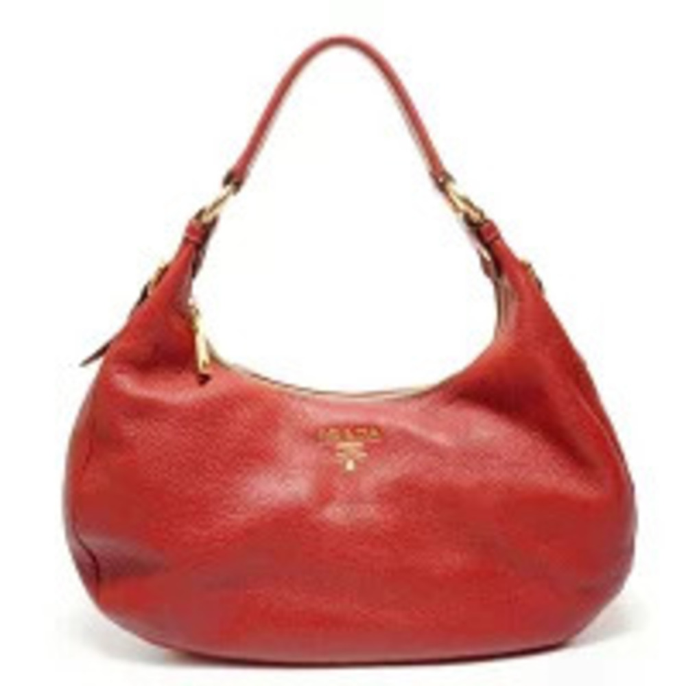 Prada Bag Shoulder Hobo One Red Leather